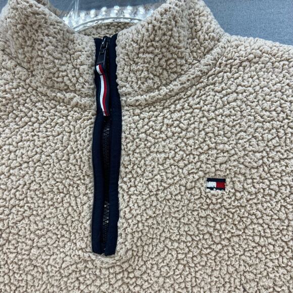 Tommy Hilfiger Sherpa Fleece Women's L Beige Quarter Zip Cozy Normcore Winter - Picture 3 of 8